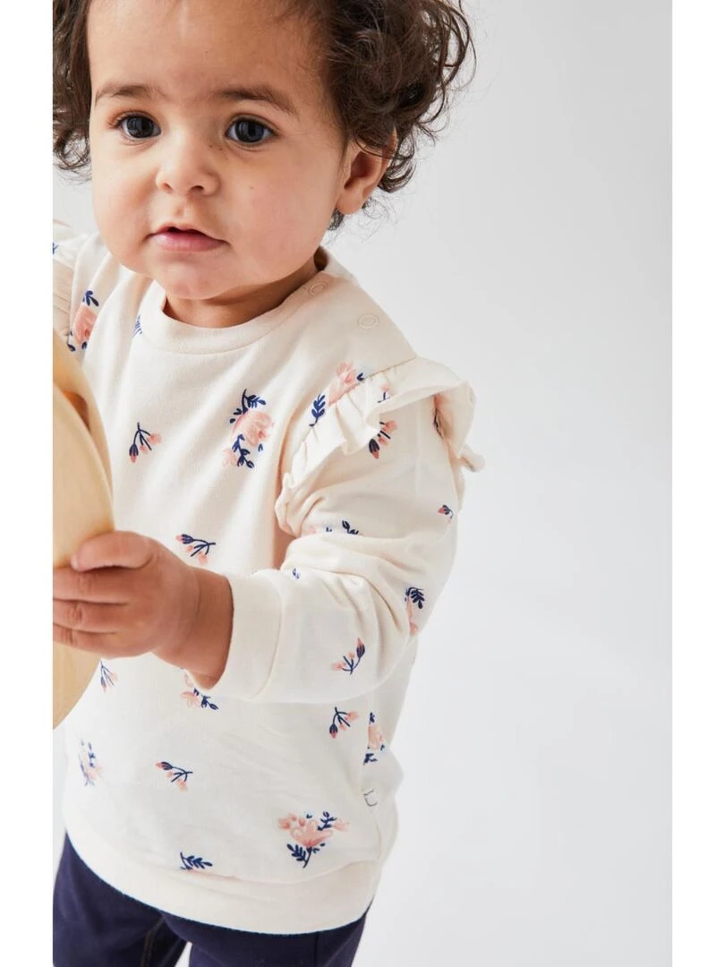 Sweat fleuri en molleton  clair   Noukie's   Rose