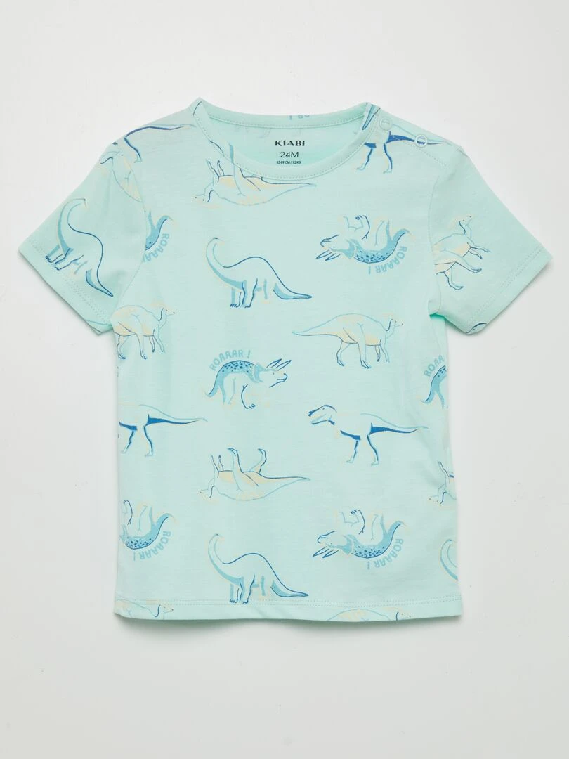 Pyjama short 2 pièces imprimé   Bleu/vert