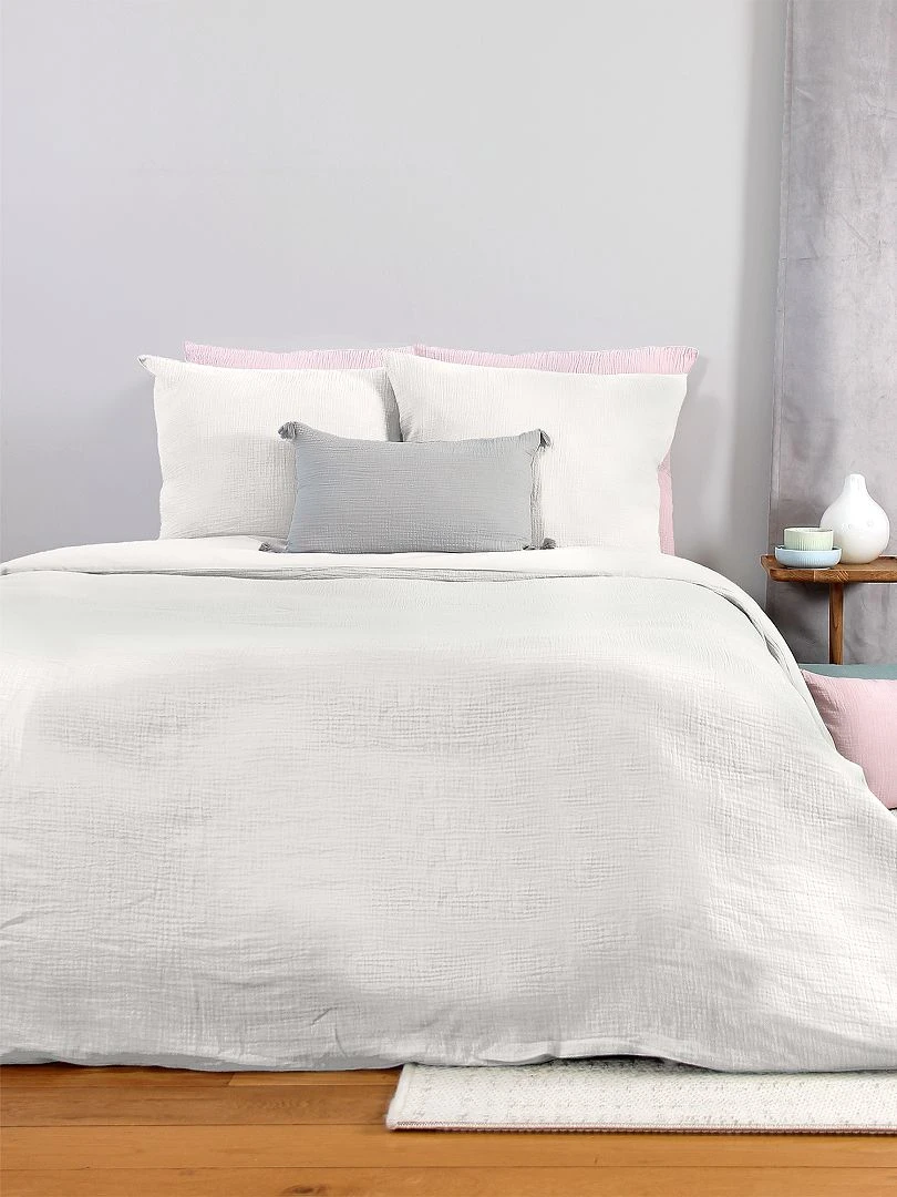 Parure de lit en gaze de coton blanc