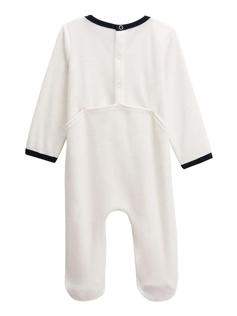 Pyjama bébé en velours Bisou Magique Ecru