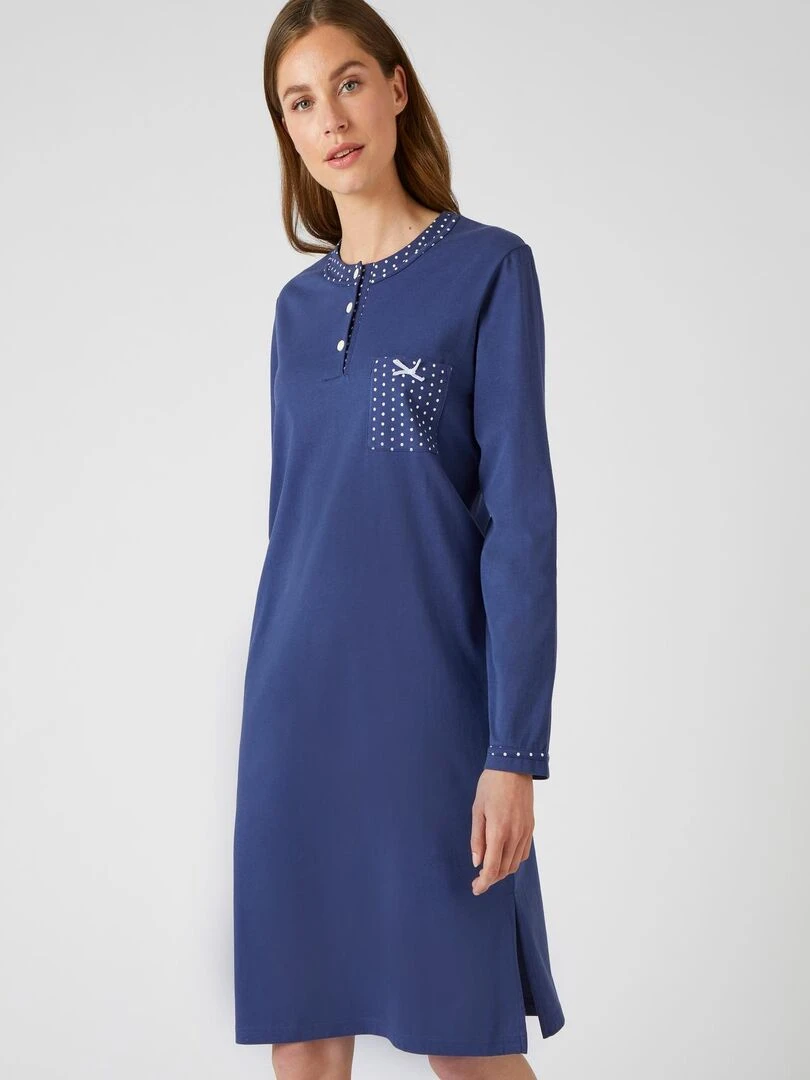 Liquette maille jersey  long. 95 cm   Damart   Bleu nuit