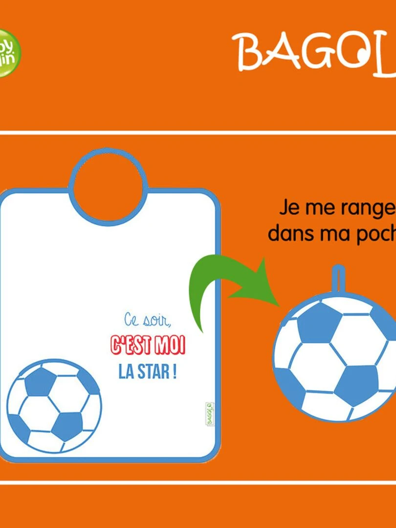 Bavoir pliable Bagolo football   12 mois   Bleu