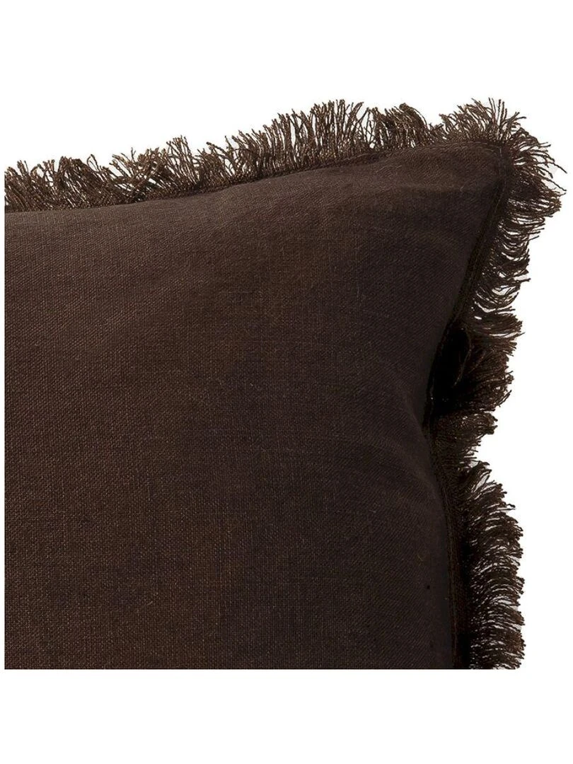 Coussin lin bords effilés 'Deko&co' Marron chocolat