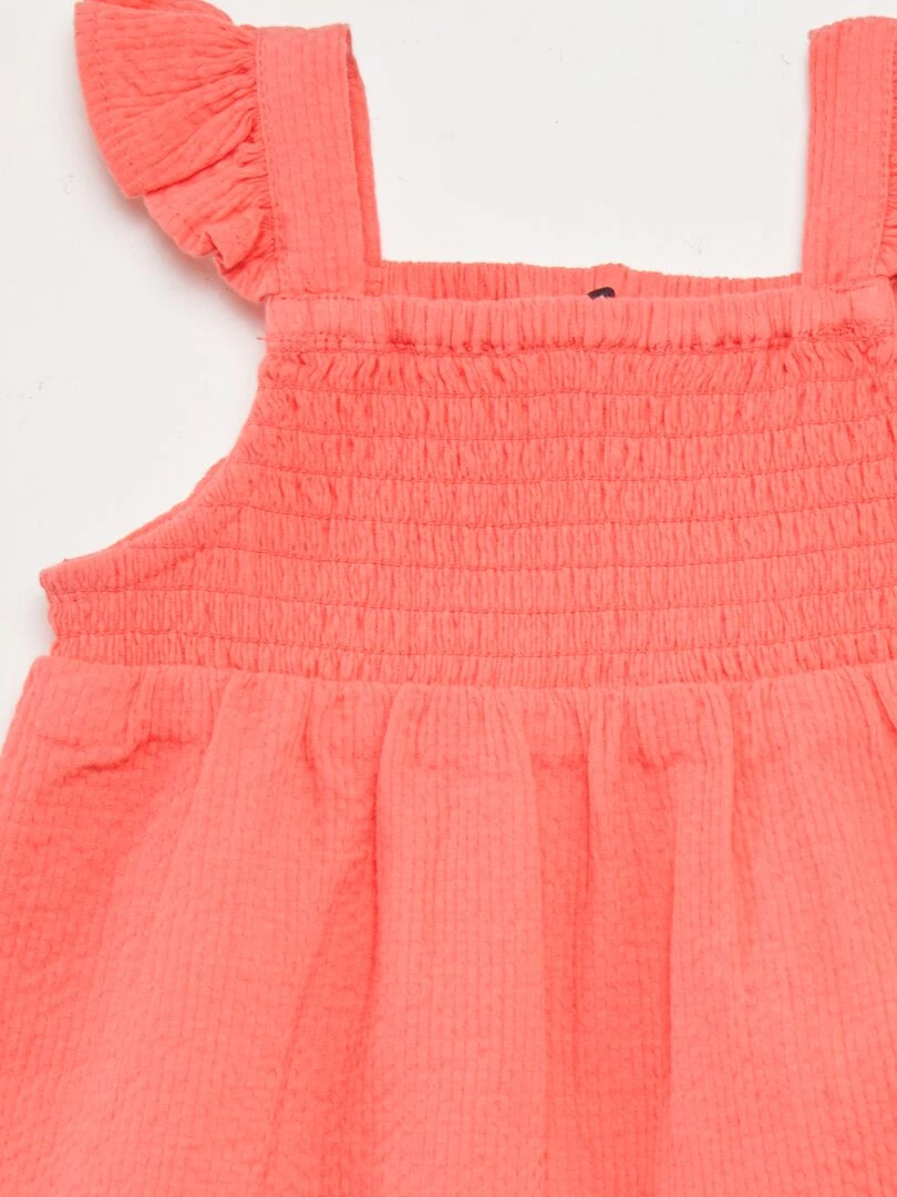 Combi short en maille gaufrée   Rose