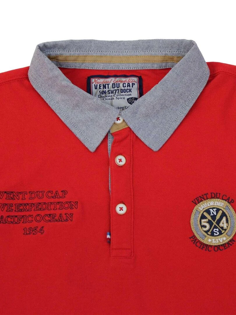 Polo manches longues homme CEDICE   VENT DU CAP   Rouge