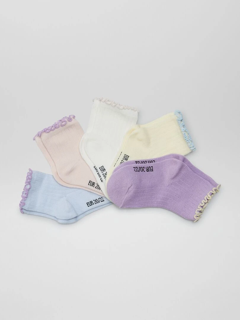 Lot de 5 chaussettes à volants Bleu