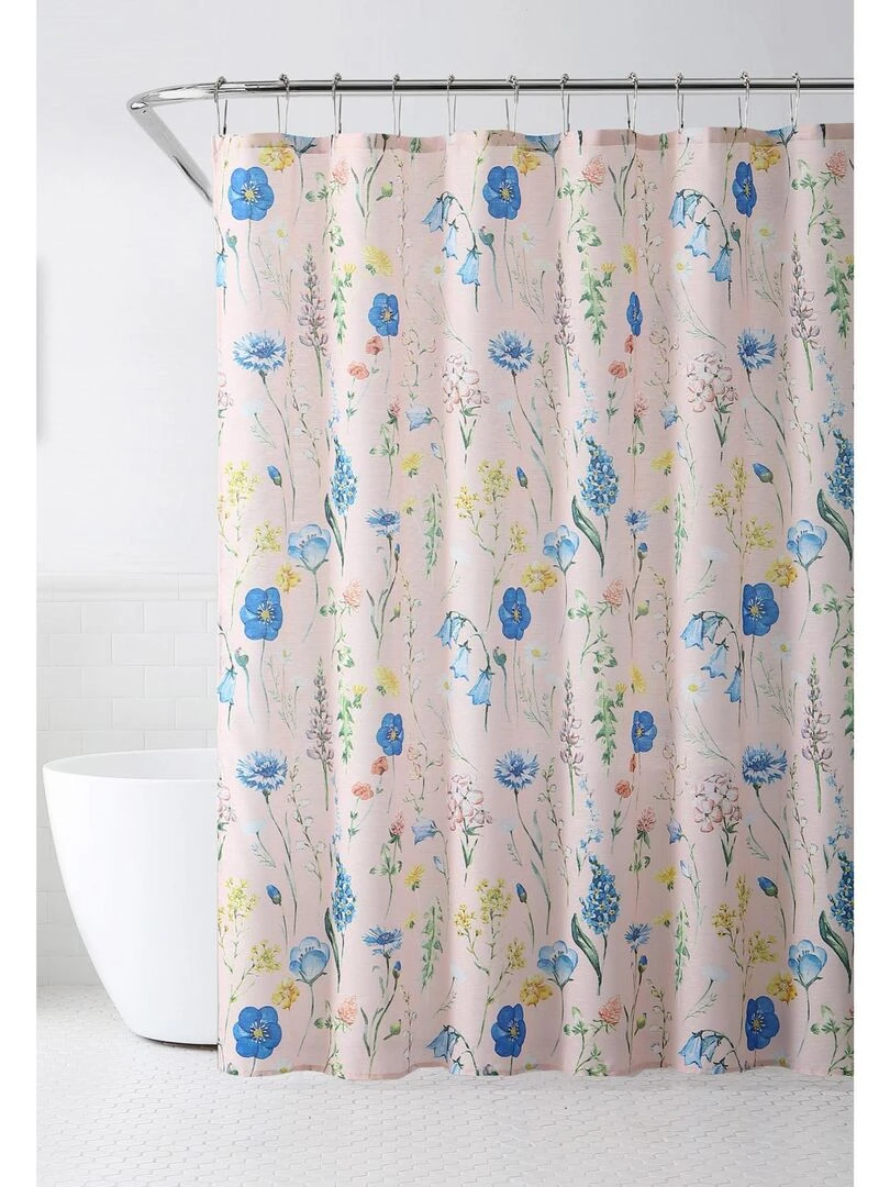 Rideau de douche aux fleurs champêtres Rose clair