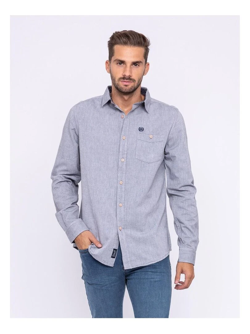 Chemise manches longues pur coton TOPAZE Gris