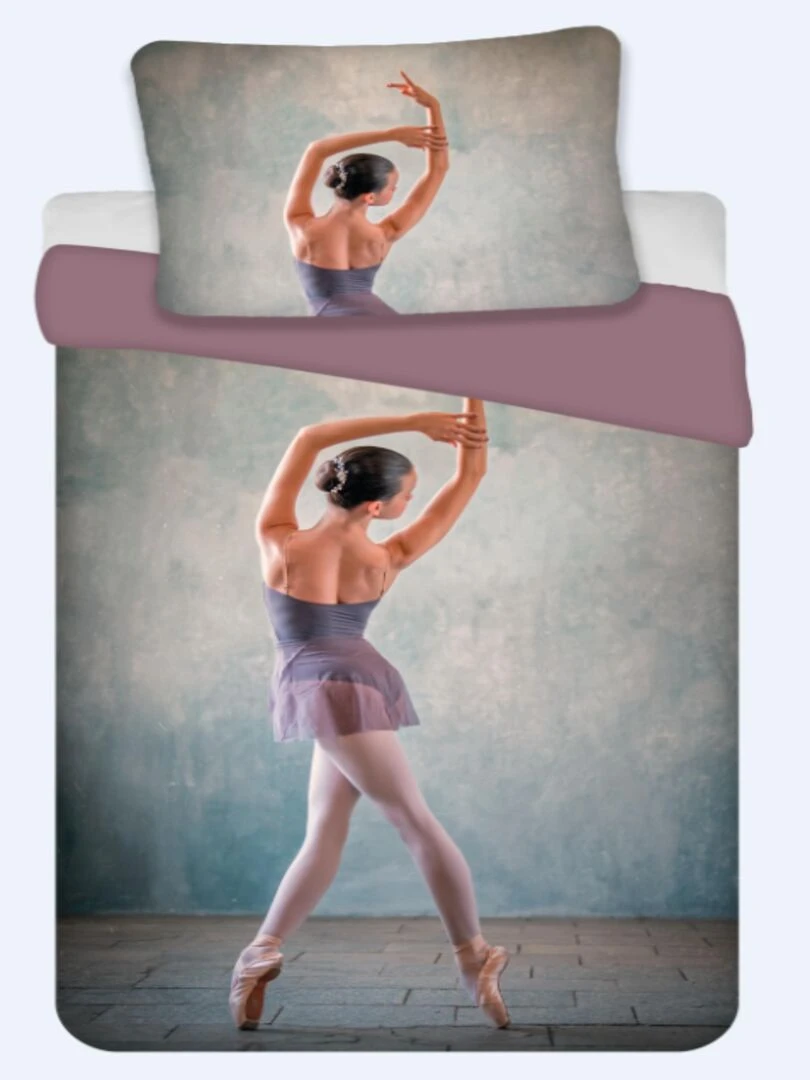 Parure de Lit Coton Danseuse Ballerine Gris