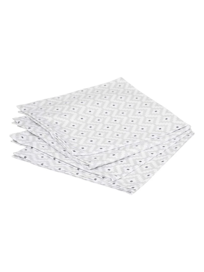 Lot de 4 serviettes de table aux motifs géométriques Gris clair