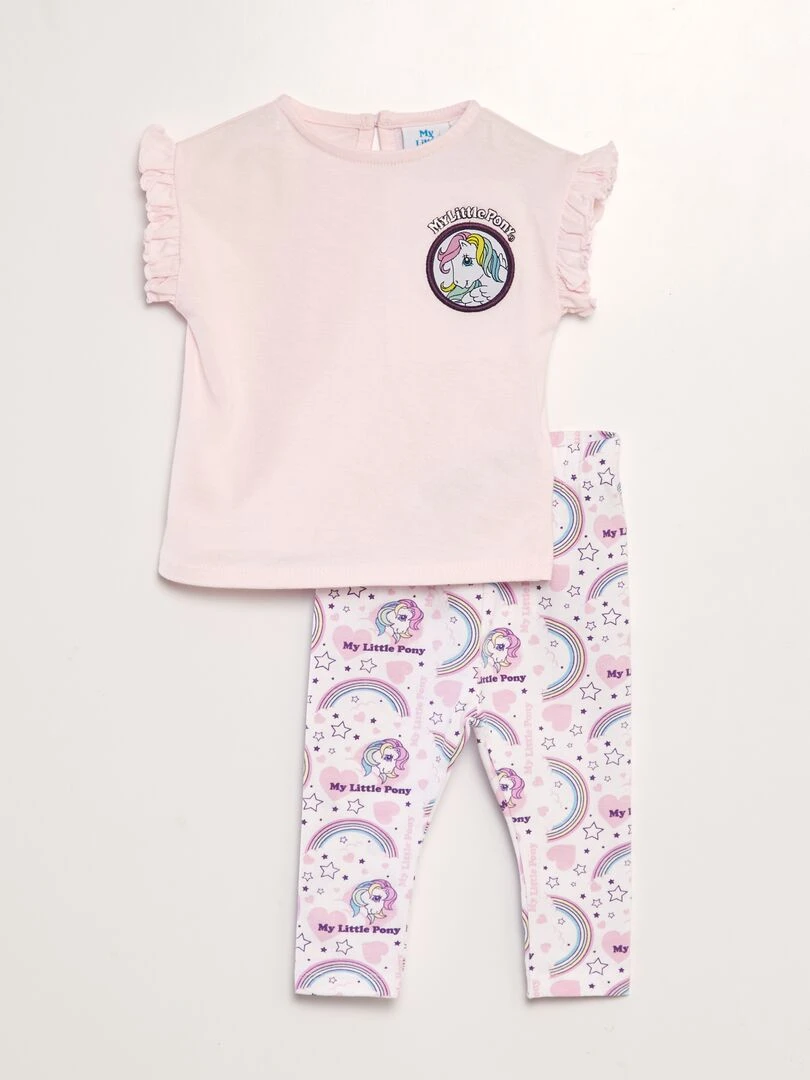 Ensemble tee shirt + legging 'Mon petit poney' ROSE