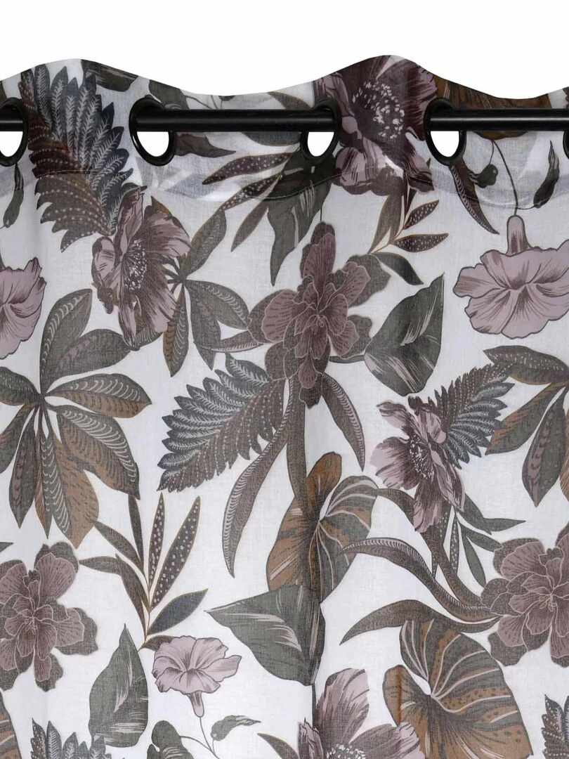 Voilage tamisant imprimé exotique   Blanc