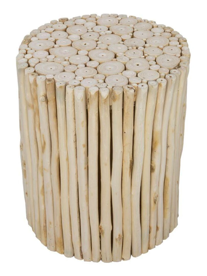 Tabouret rondins de bois BEACH HOUSE Marron