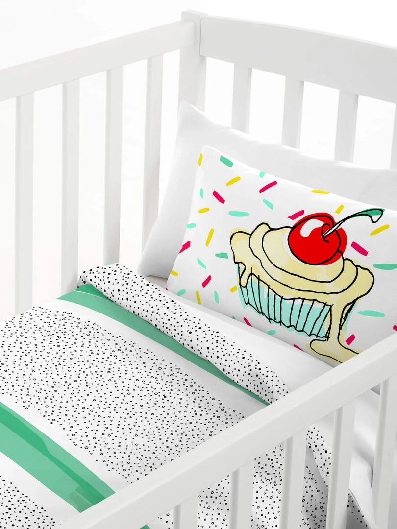 Parure housse de couette 2 pièces Topping "Happyfriday" Blanc