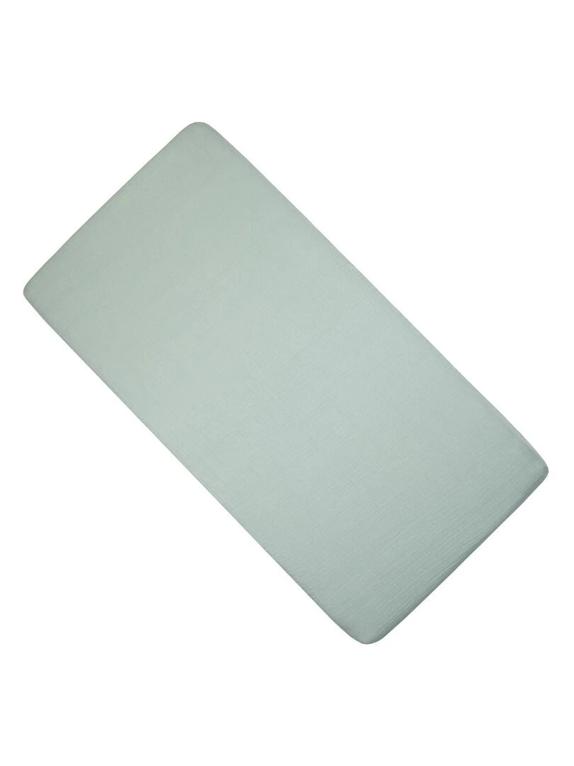 Drap housse berceau en gaze de coton Jeanne Vert d'eau