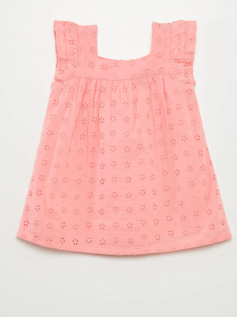 Pull sans manches en broderie anglaise   Bleu