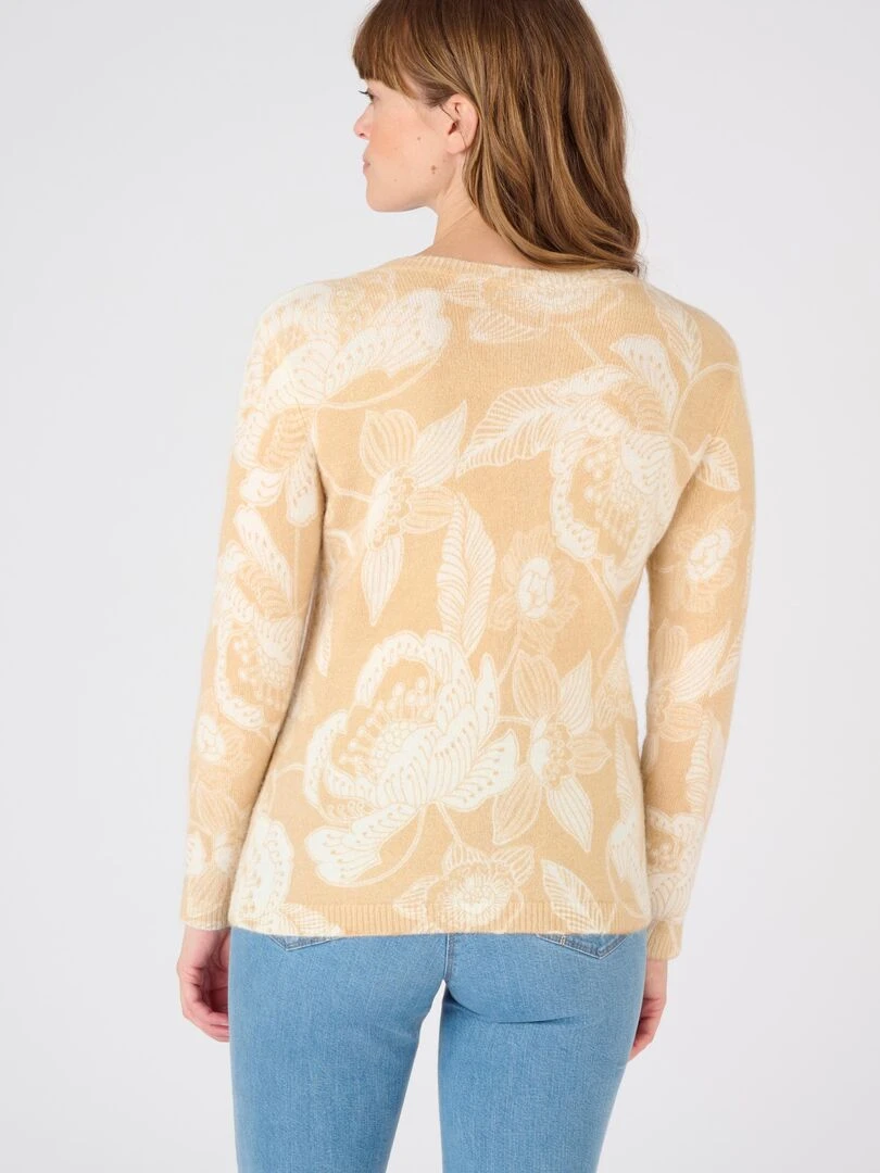 Pull imprimé à base de laine et mohair   Damart   Beige