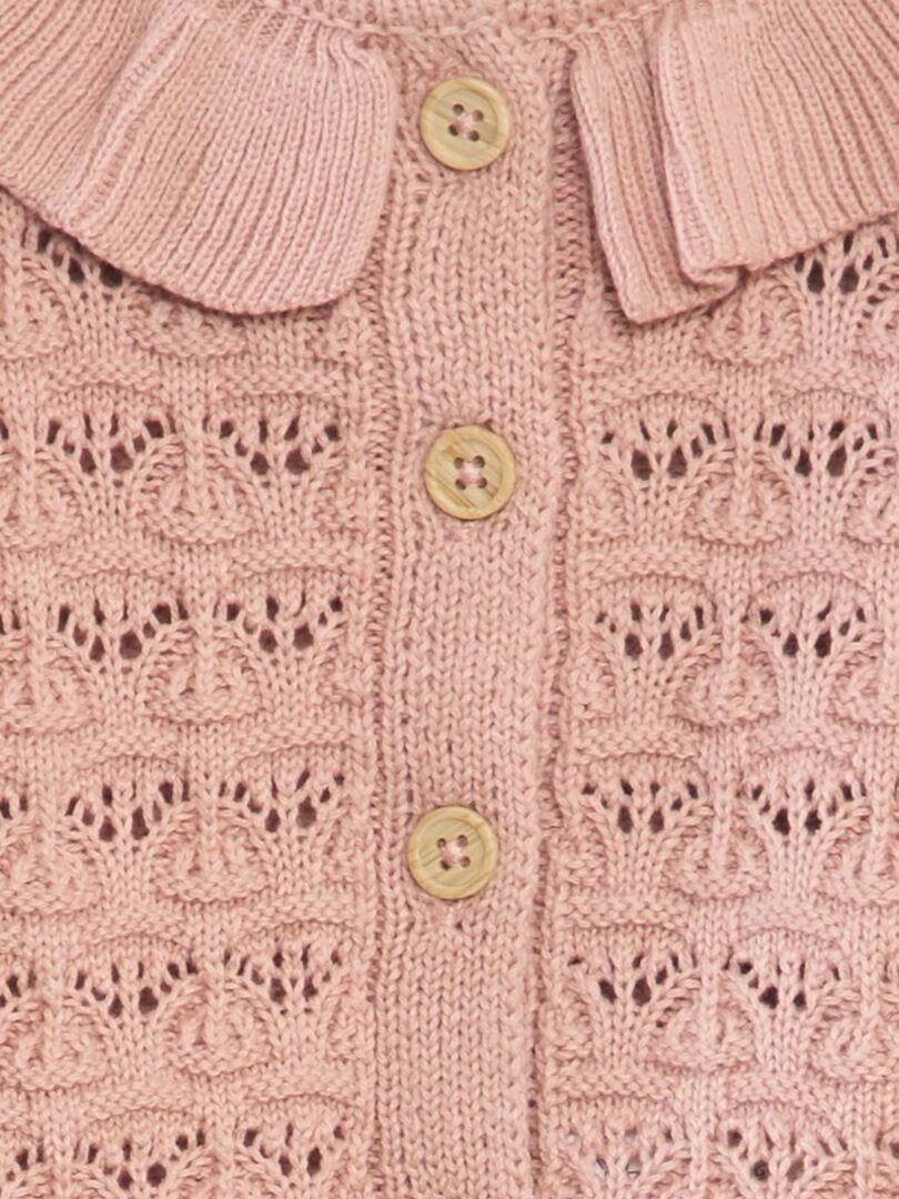 Gilet en maille ajourée Rose