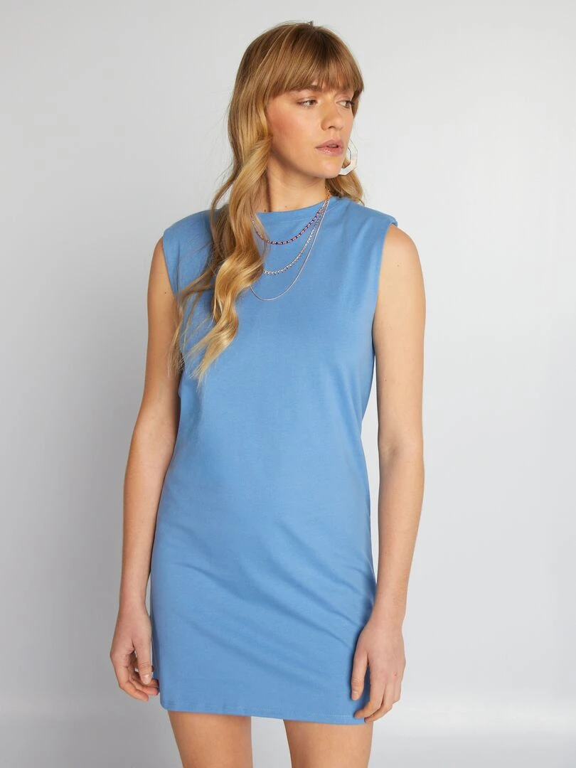 Robe courte à épaulettes   bleu