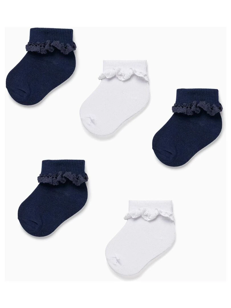 Lot 5 Paires de Chaussettes avec Dentelle Bébé Fille ESSENTIALS LINE Multicolore