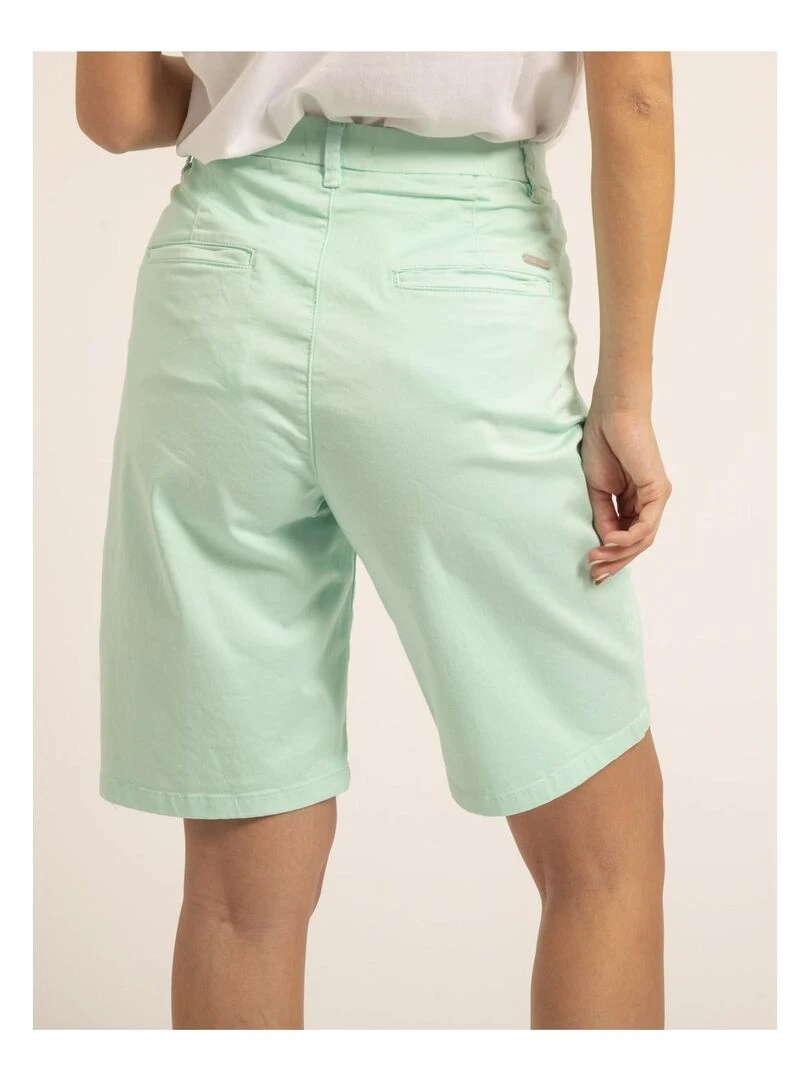 Bermuda chino slim XILAMA   Vert d'eau