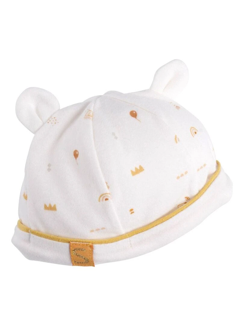 Lot bonnet et moufles bébé en coton SAUTHON Blanc