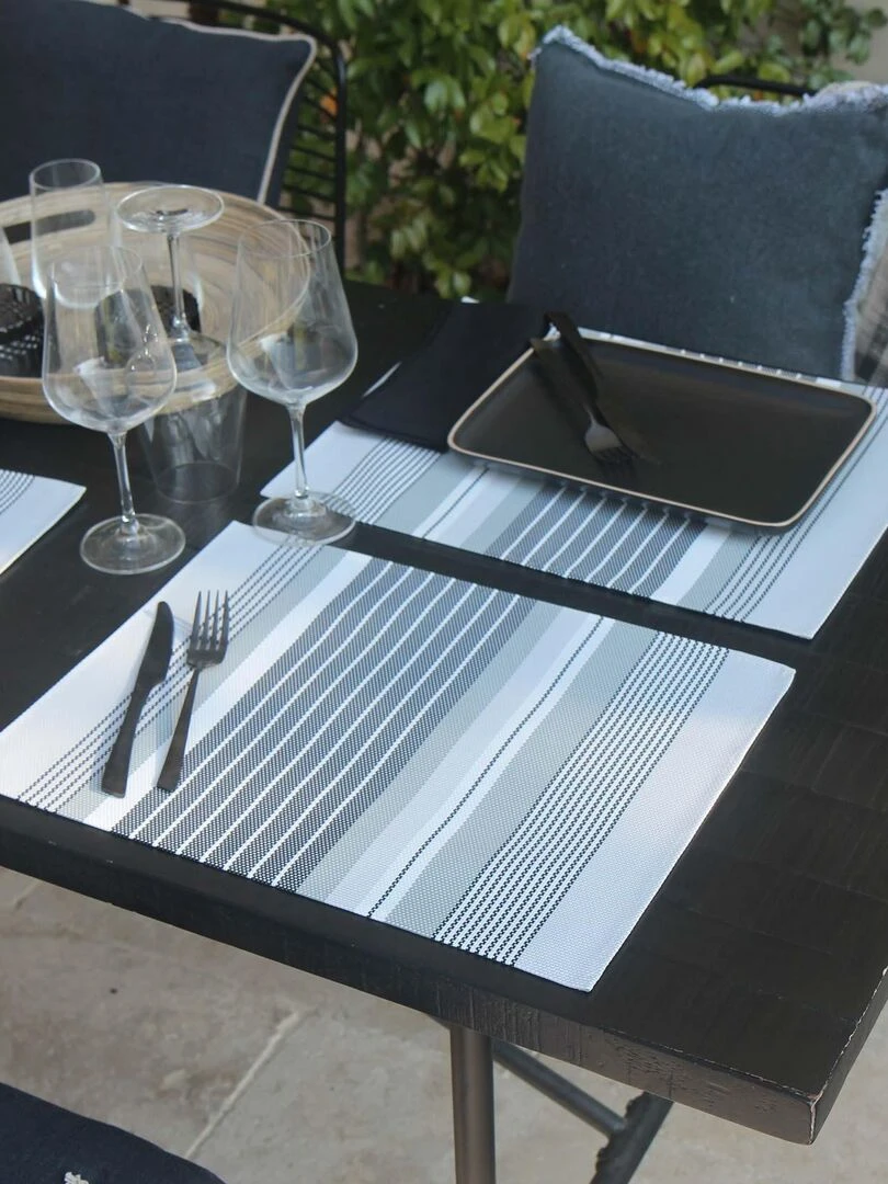 Set de table plastifié et rayé   Gris clair