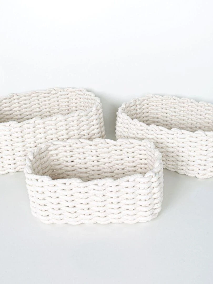 Lot de 3 paniers 'INDIES' 'TODAY'   Blanc