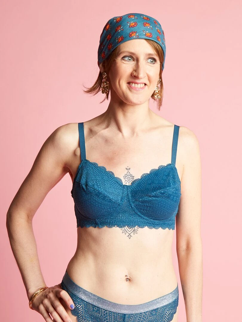 Soutien gorge post opératoire bleu