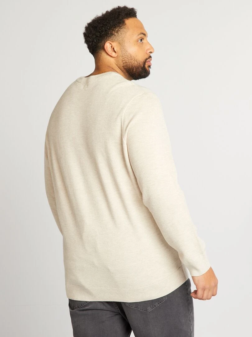 Pull en maille unie à col rond   Blanc