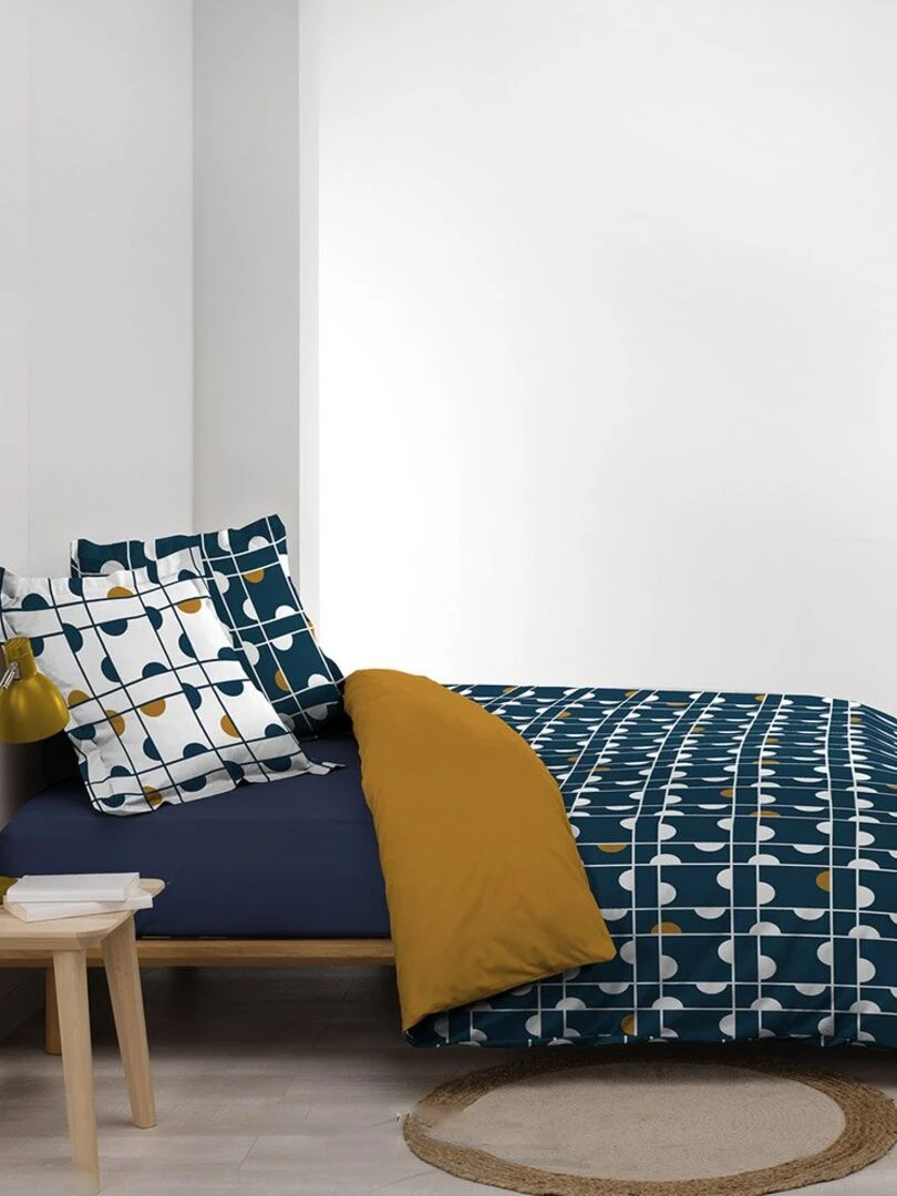 Housse de couette 240x220 Gabi + 2 taies coton   Bleu