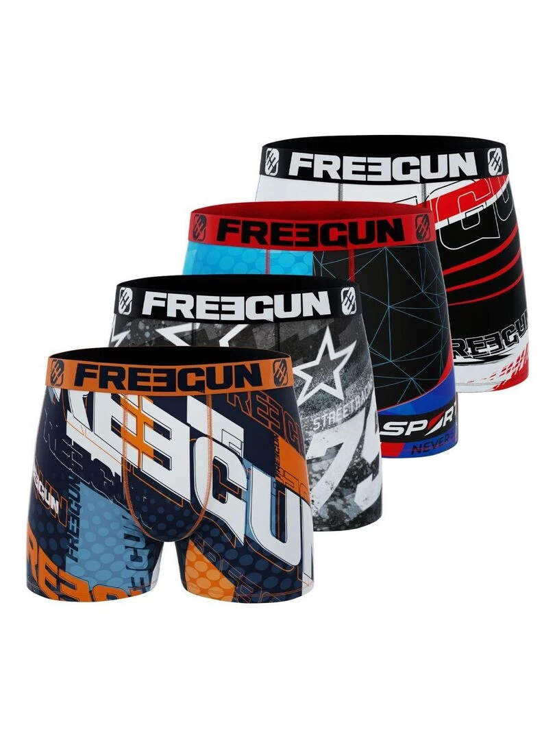 Lot de 4 Boxers garçon Racing Freegun Gris