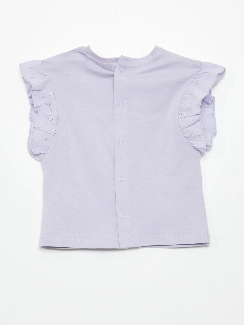 Top en coton à épaules volantées   VIOLET