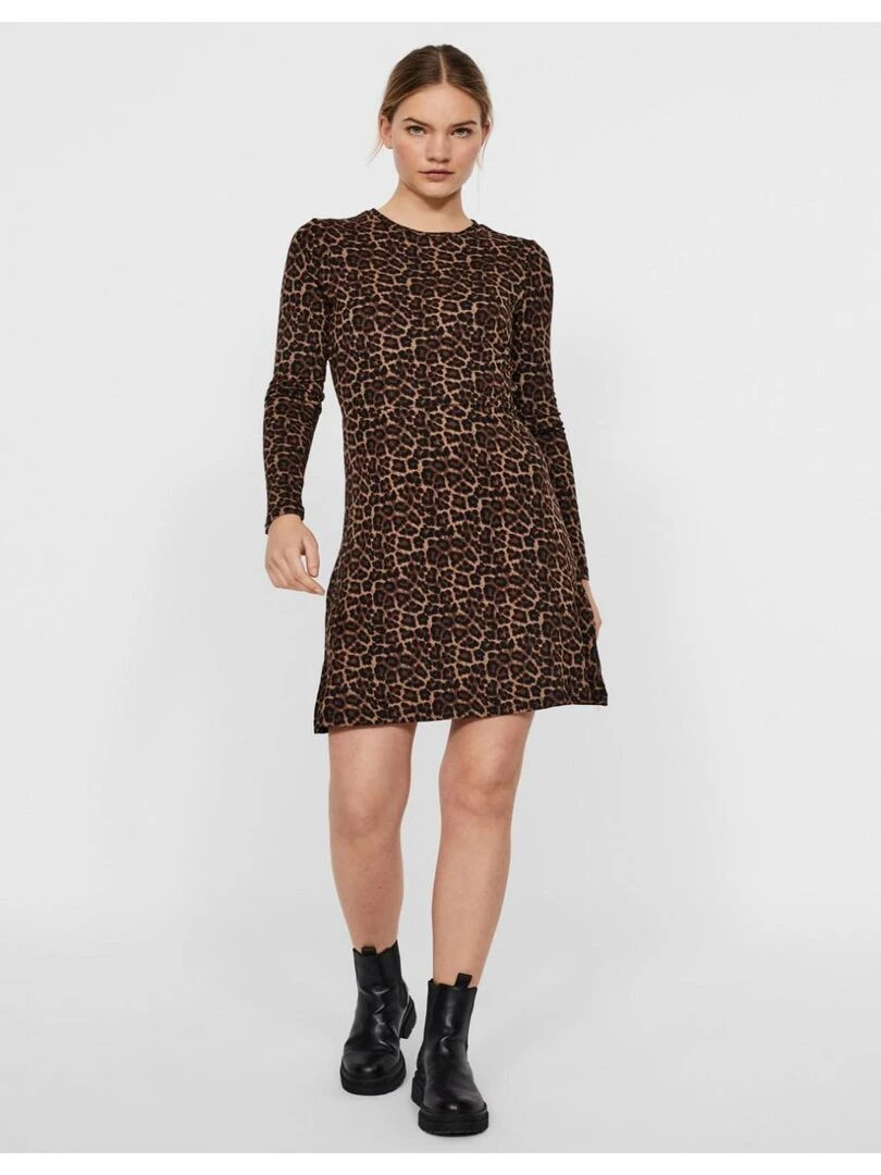 Robe courte col rond Vero Moda Marron