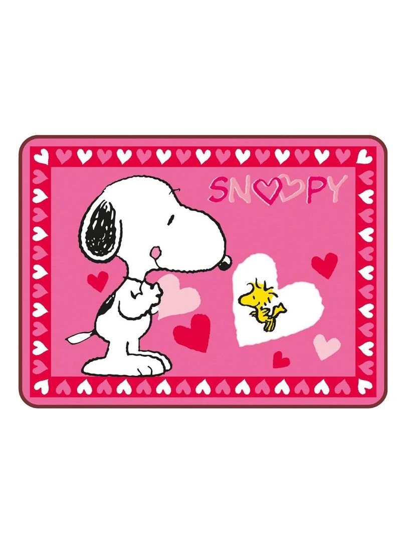 Tapis enfant SNOOPY COEUR Rose 75x100 Fait en Europe Rose