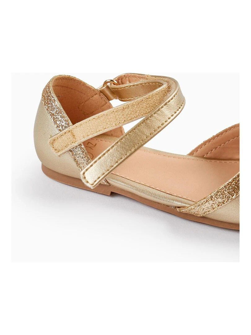 Ballerines à Paillettes pour Bébé Fille  CÉRÉMONIE   Or rose