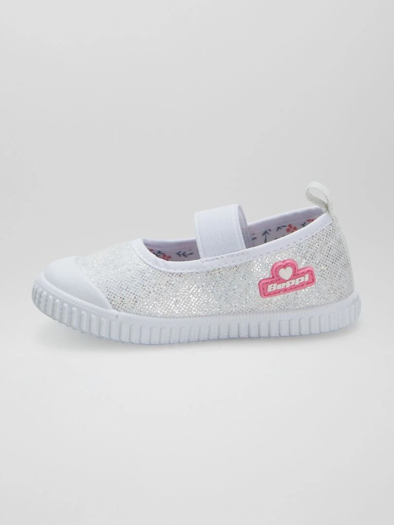 Ballerines en toile à bride élastique   Blanc