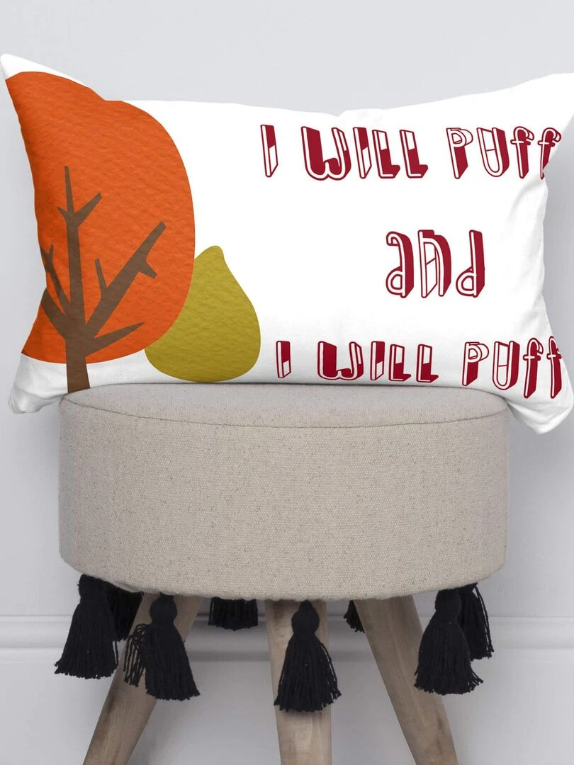 Housse de coussin Piggys "Happyfriday"   Blanc