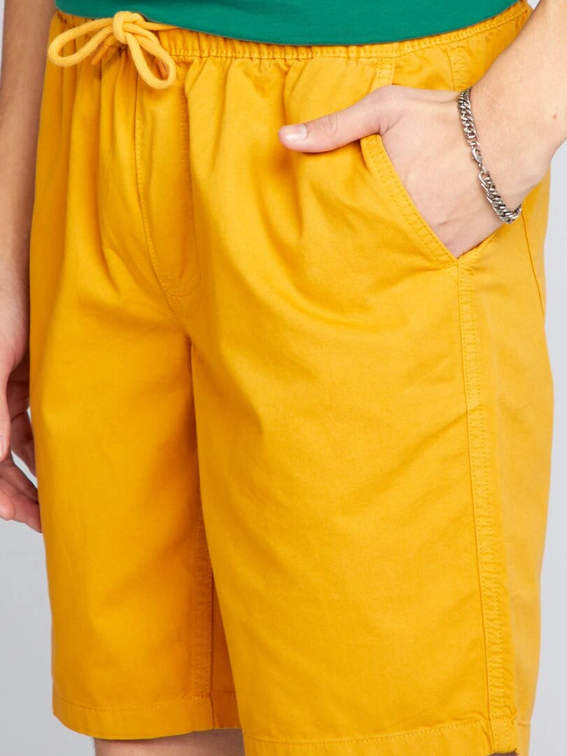 Short élastique en coton   Jaune moutarde