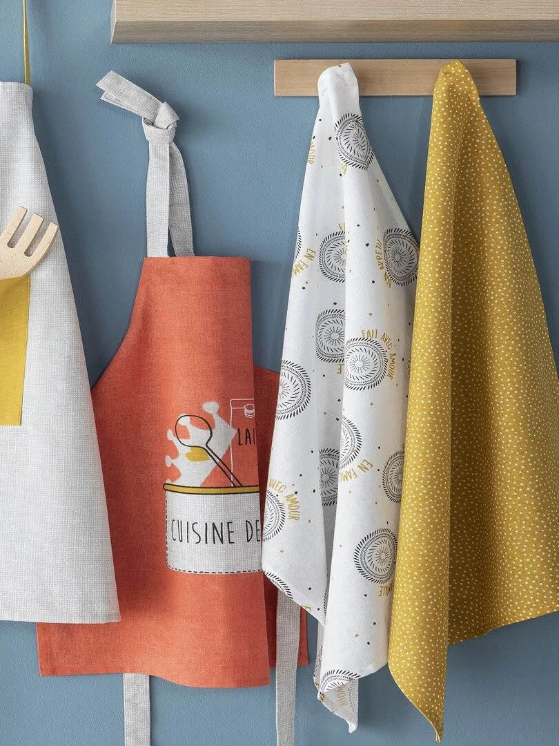 Future Home Lot tablier de cuisine coton rose 55x55cm + toque Rose
