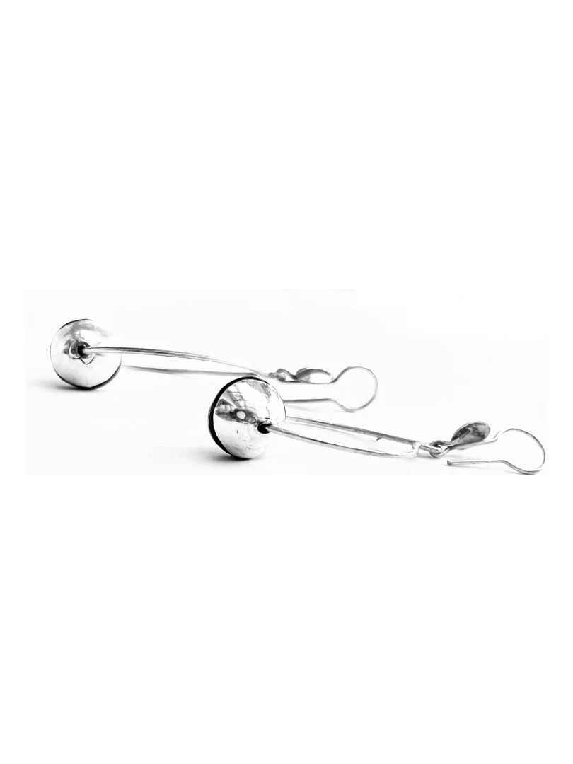boucles d'oreilles touareg  forme ronde en argent et ébène  Bijoucolor   Argent
