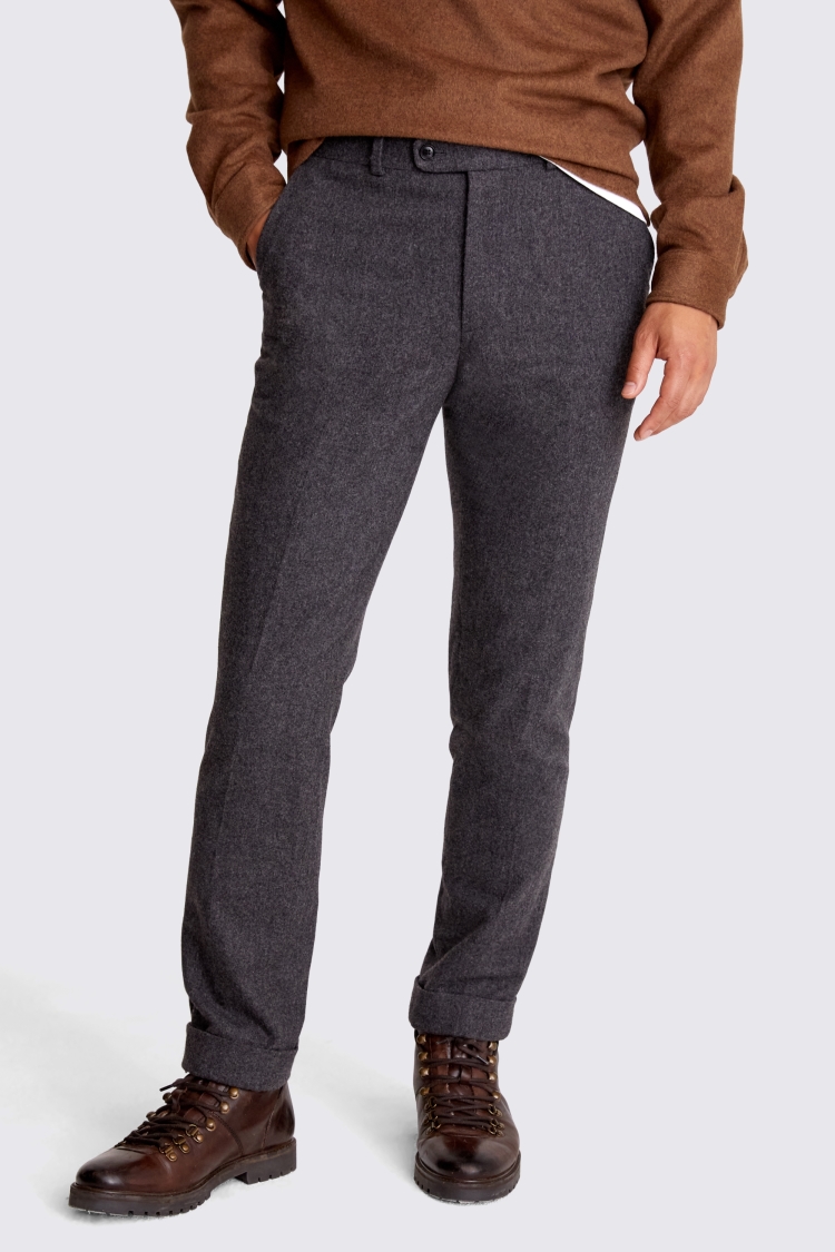 Tailored Fit Charcoal Flannel Trousers Buy Online at Moss