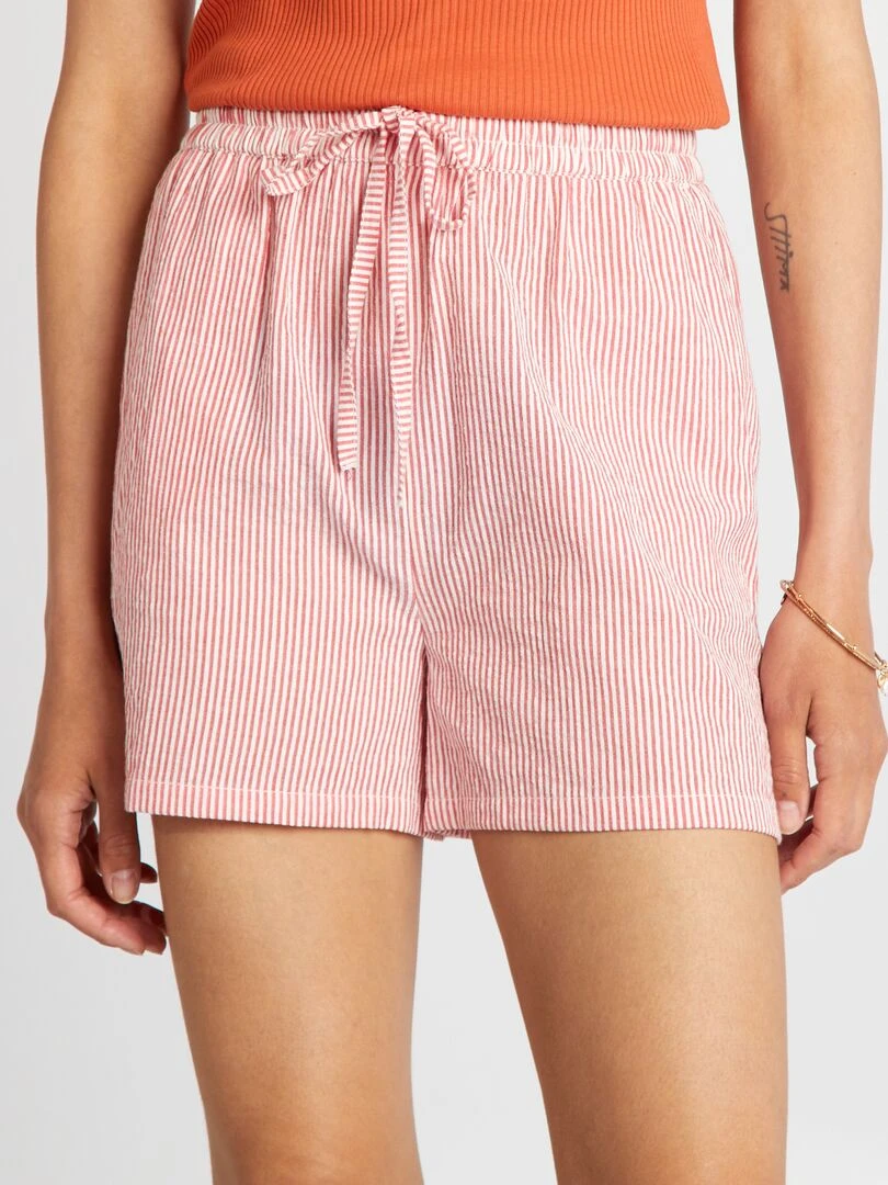 Short rayé en coton Rouge