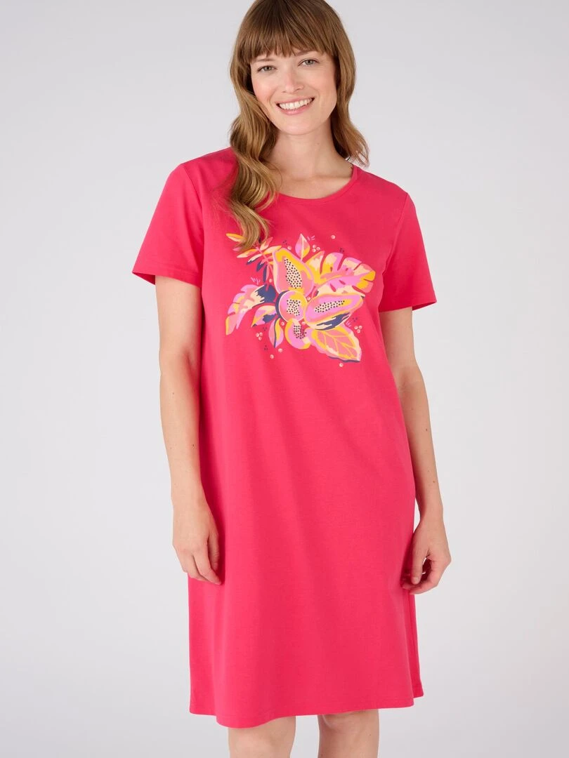Chemise de nuit maille jersey Damart Magenta