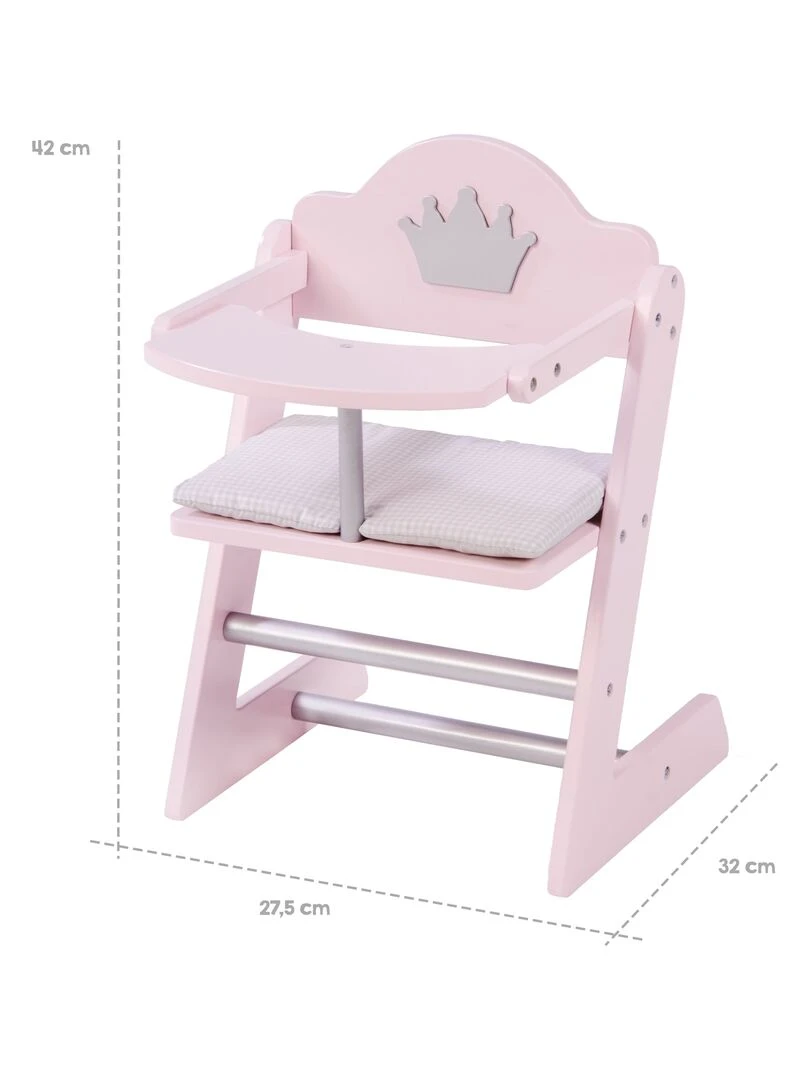 ROBA Chaise haute pour Poupée "Princess Sophie" en bois   Dès 18 mois   Rose/Argent   N/A