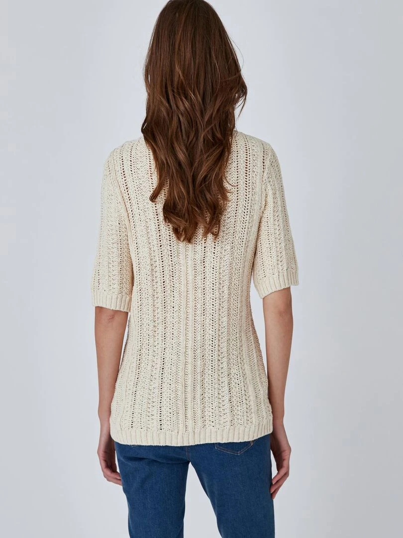 Pull effet crochet   Damart   Beige