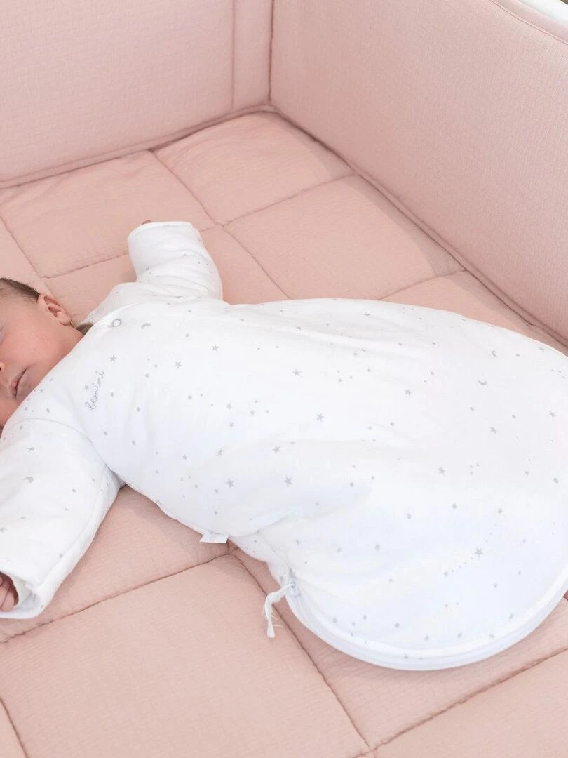 Bemini Gigoteuse  avec moufles Pady jersey et jersey   Blanc Beige