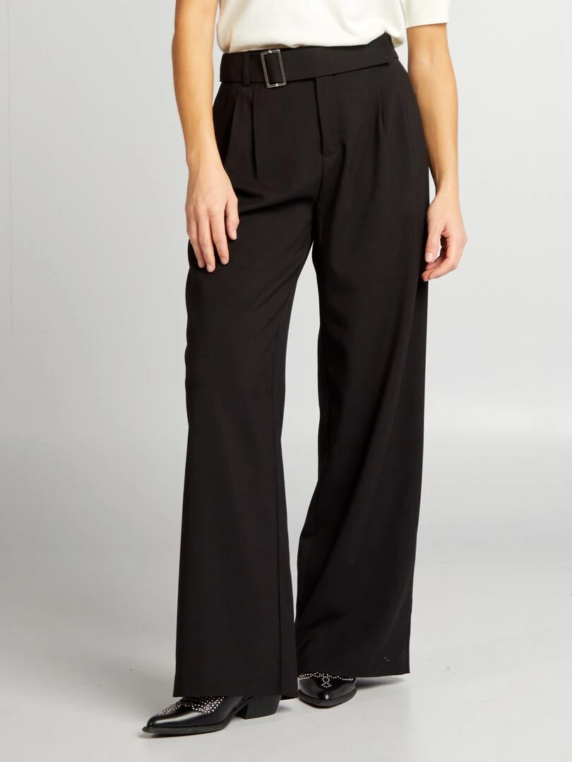 Pantalon large avec ceinture   noir