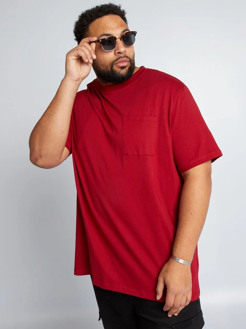 T shirt en jersey uni Rouge