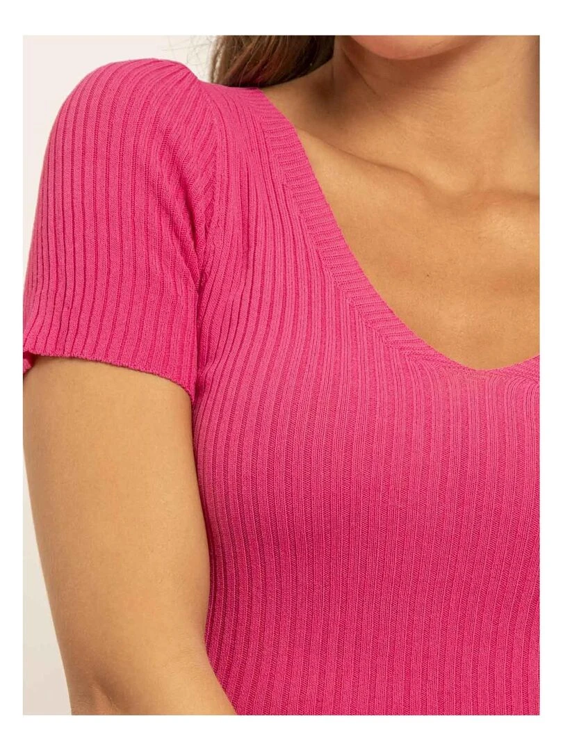 Top court maille FALINI   Rose fushia